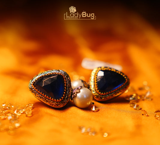 Sapphire Stone Studs with a Mother Pearl