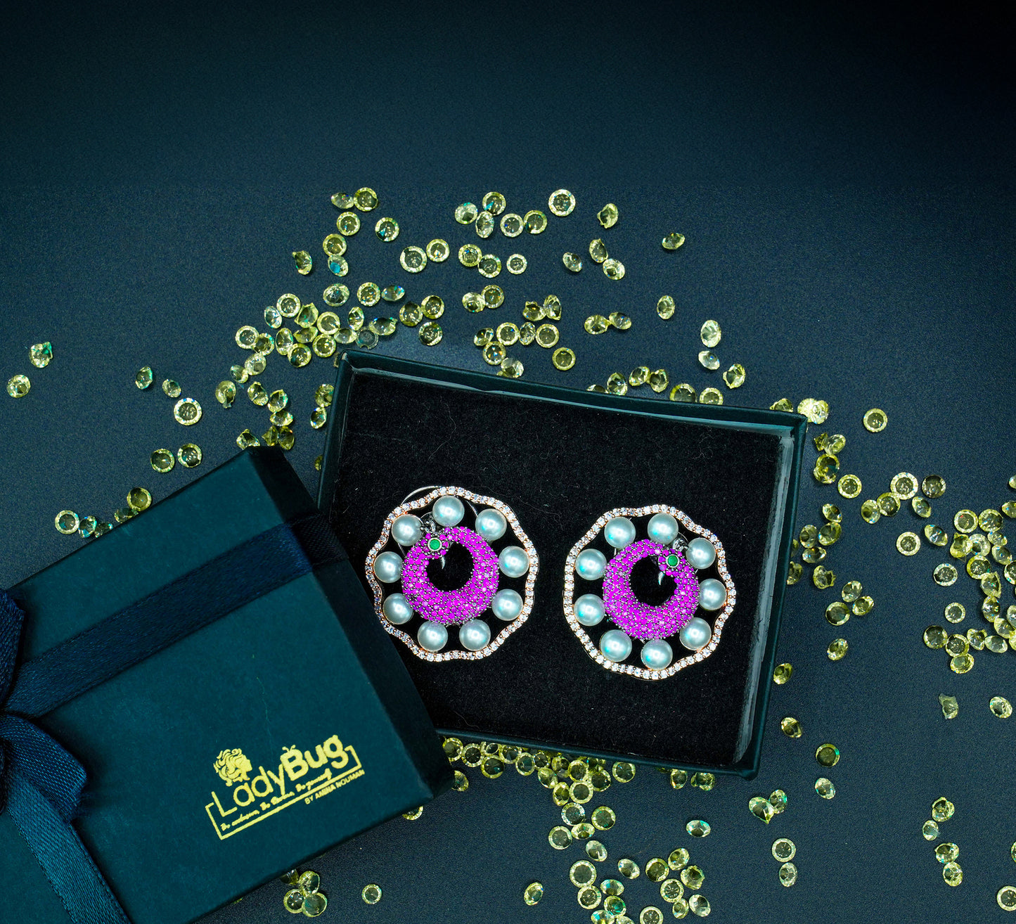 Peacock Studs with Victorian Polish 2nd color
