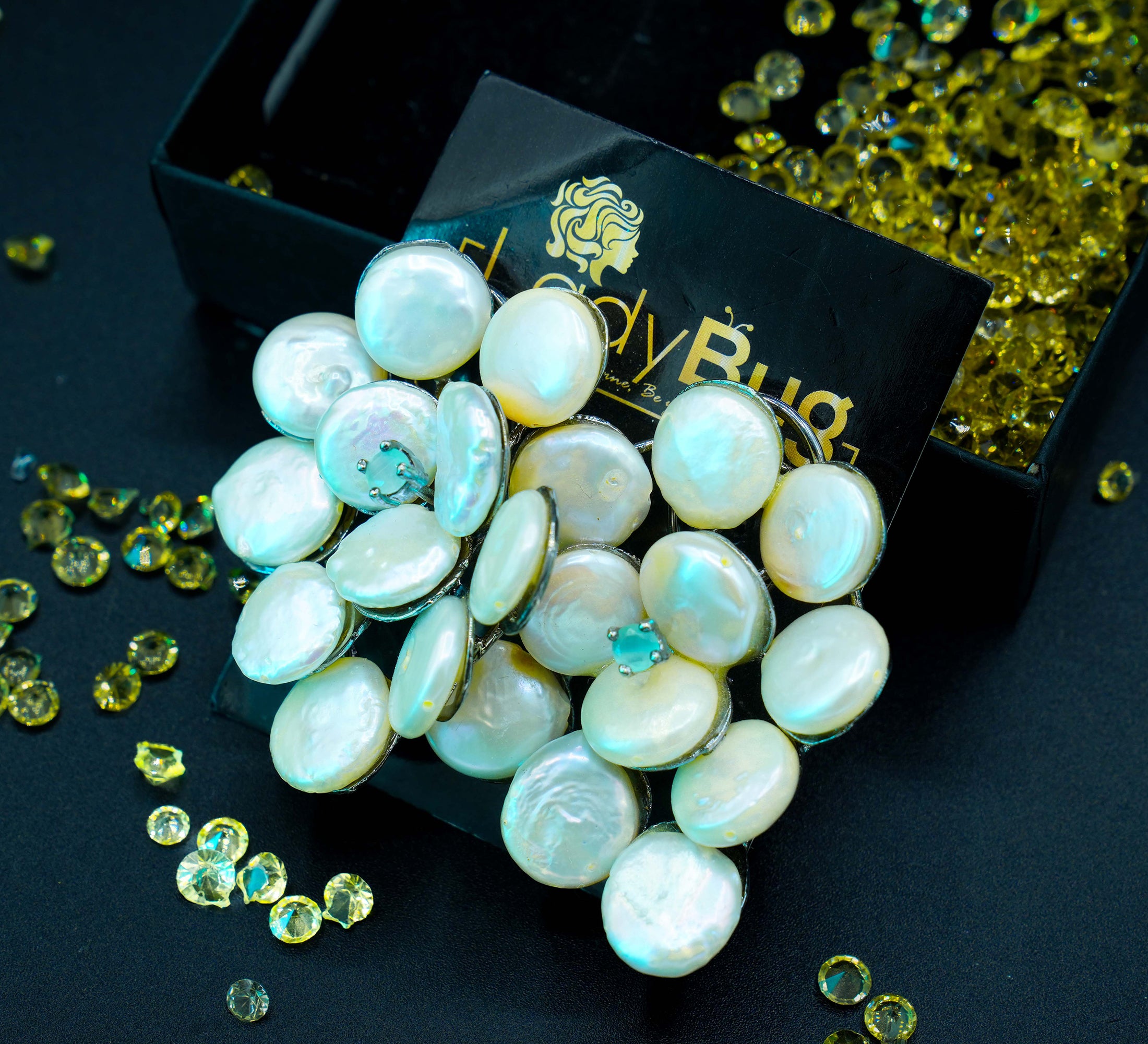 Mother Pearl Big Studs Back Victorian Polish (LB-212)