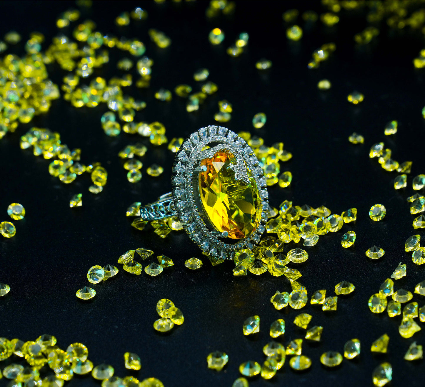 Yellow Duplet Stone Ring