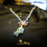 Ice Blue stone Mala with Red Broach LB-236