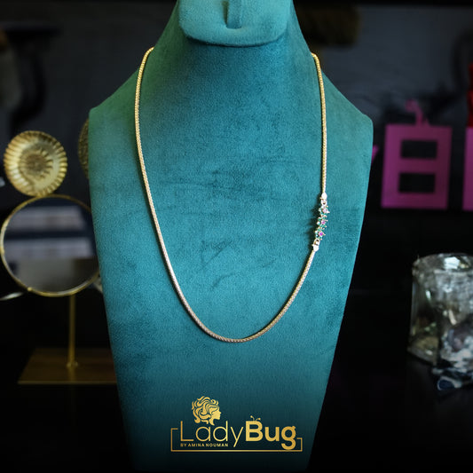 Gold-plated Chains with Emerald & Ruby stones