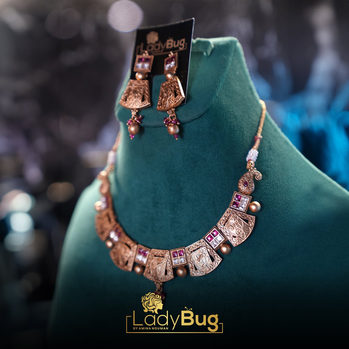 Rajwari set with matte polish and Tiyani Kundan