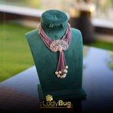 Lilac-colored Rhodium-plated Choker with Cubic Zircon