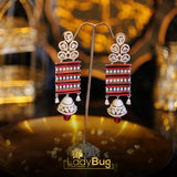 Rhodium-plated earrings with Ad stone and Rubi color