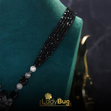 Black Stone  Long Mala with Pearl