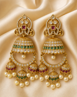 Emerald Kundan Jhumka Earrings