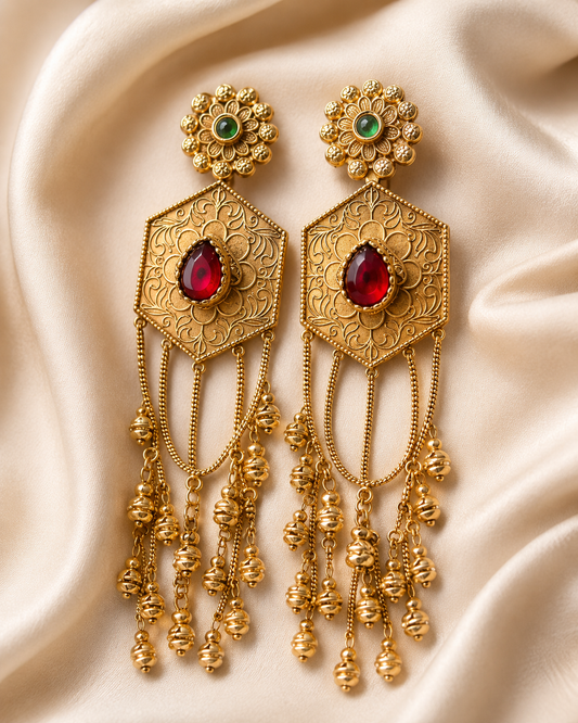 Golden Tassel Heritage Earrings – Earrings by Ladybug