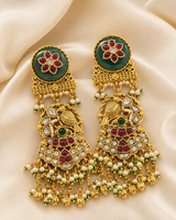 Peacock Pearl Kundan Earrings