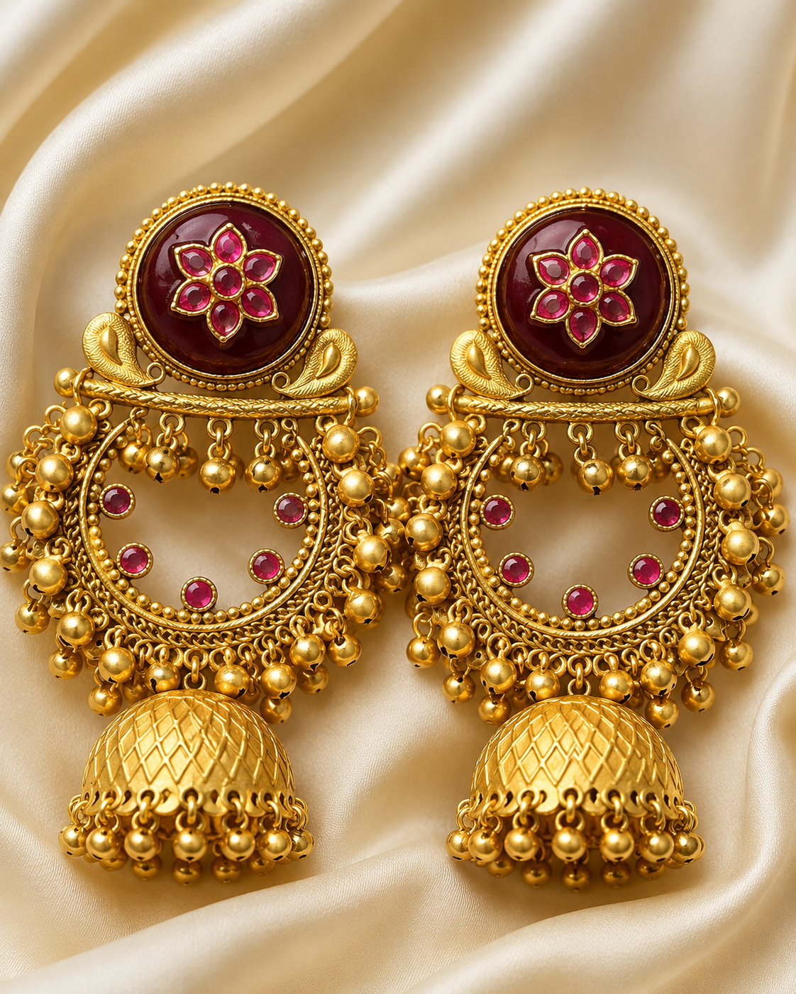 Floral Antique Jhumka Earrings