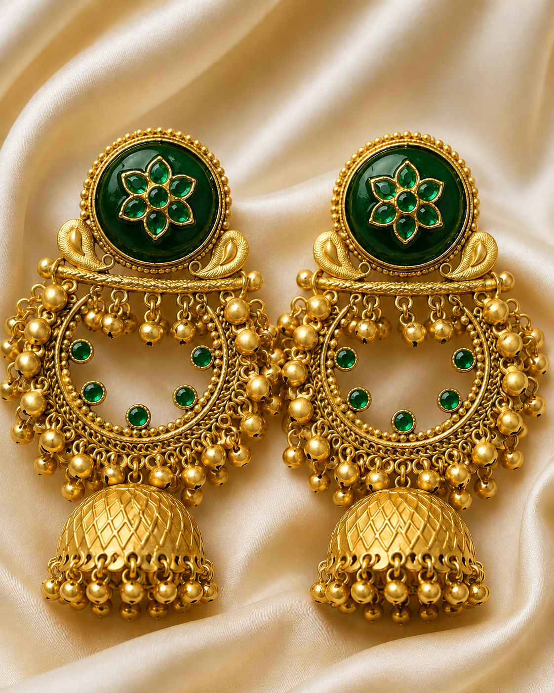 Floral Antique Jhumka Earrings