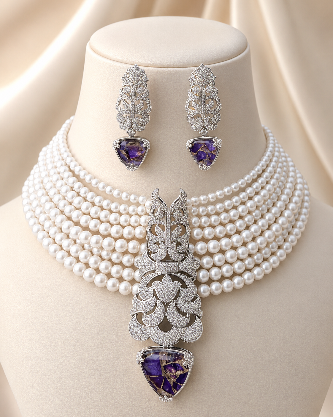 White pearl choker sets