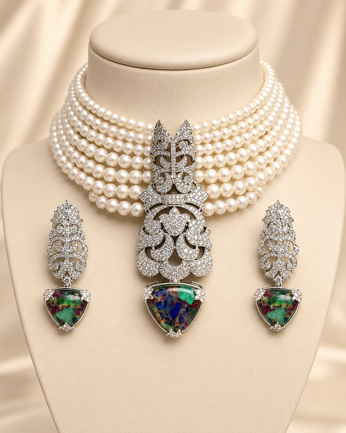 White pearl choker sets
