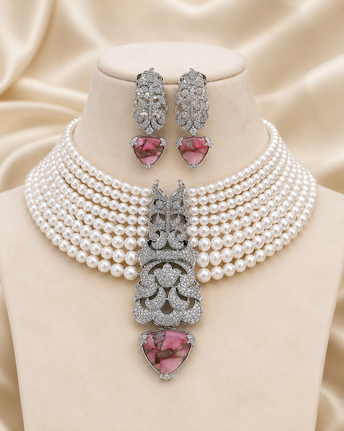 White pearl choker sets