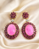Pink duplet  stone earings