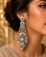Doublet stone German gold big jhumka earrings with paachi kundan LB-905