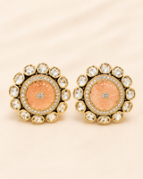 Peach Stone Gold Stud Earrings for Women