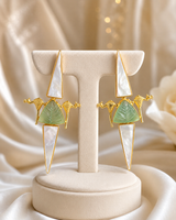 Long stone birdy earrings in mint color LB-417
