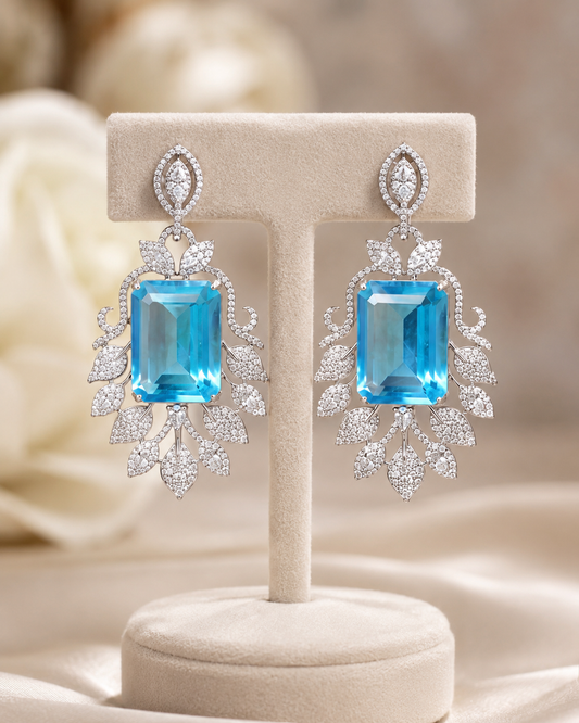 Elegant Blue Crystal Drop Earrings – Drop Earrings by Ladybug