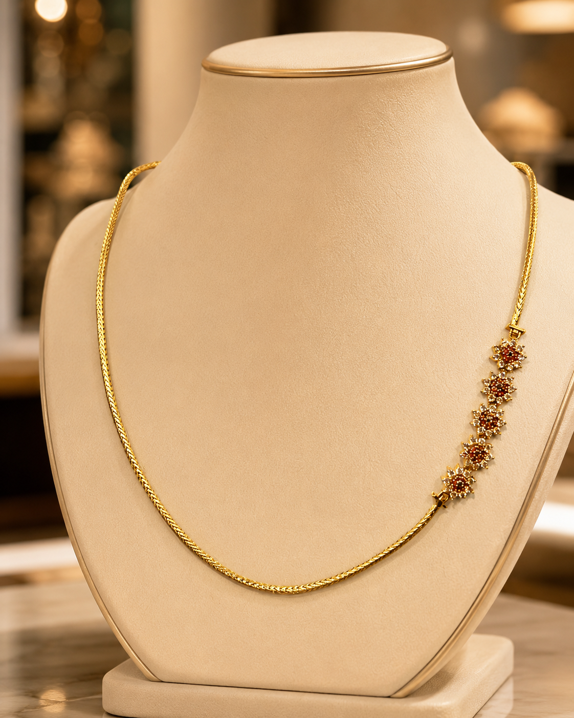 Gold-plated chains with Ruby Stones – Chain Necklace by Ladybug