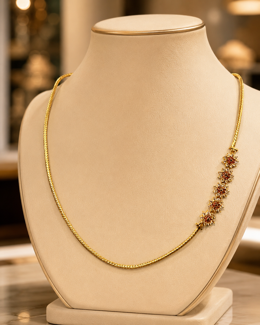 Gold-plated chains with Ruby Stones – Chain Necklace by Ladybug
