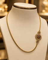 Gold-plated chains with a Ruby Stone and flower broach lb-286