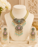 AD Zircon in a Diamond Cut Necklace Set.