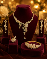 Luxury Gold & Diamond Jewelry Set (Necklace, Earrings, Ring & Bangle)