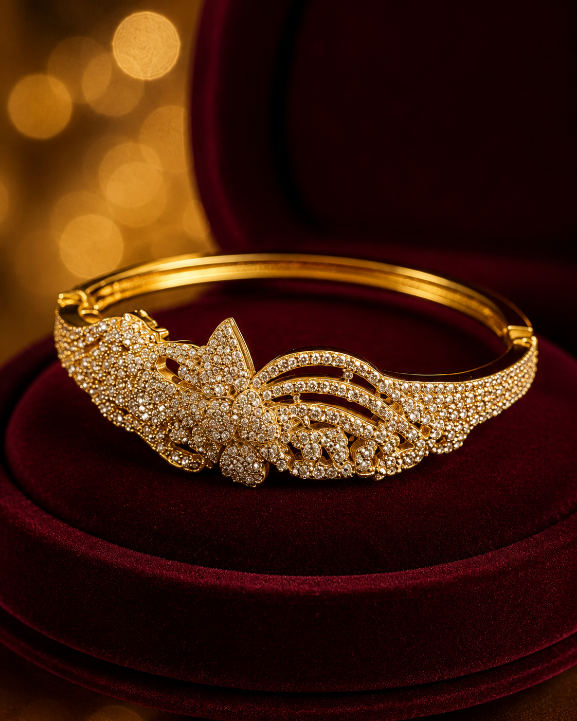 Luxury Gold & Diamond Jewelry Set (Necklace, Earrings, Ring & Bangle)