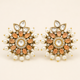 Luxury Peach Stone Pearl  Earrings