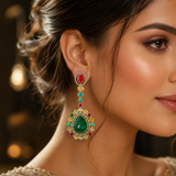 Designer Green Stone Earrings for Women