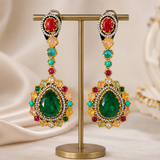 Designer Green Stone Earrings for Women