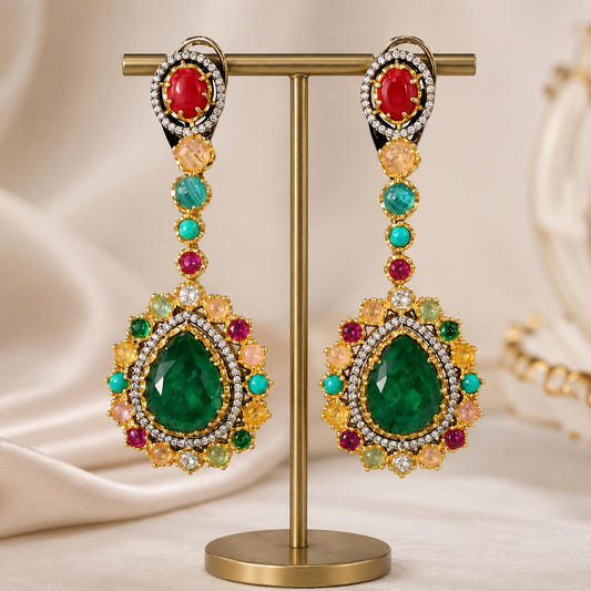 Designer Green Stone Earrings for Women – Earrings by Ladybug