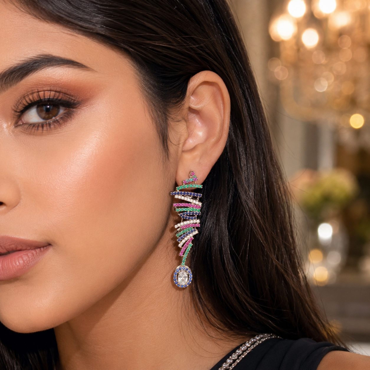 Zigzag Zircon Earrings