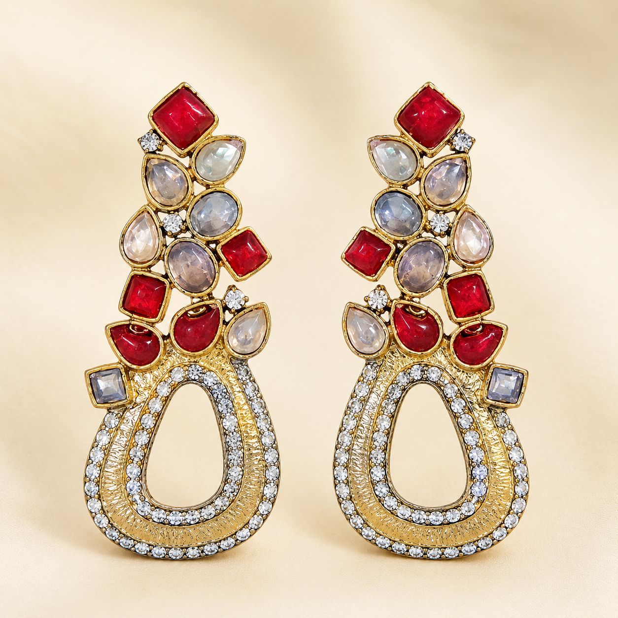 Victorian Polish Red Meena Earrings