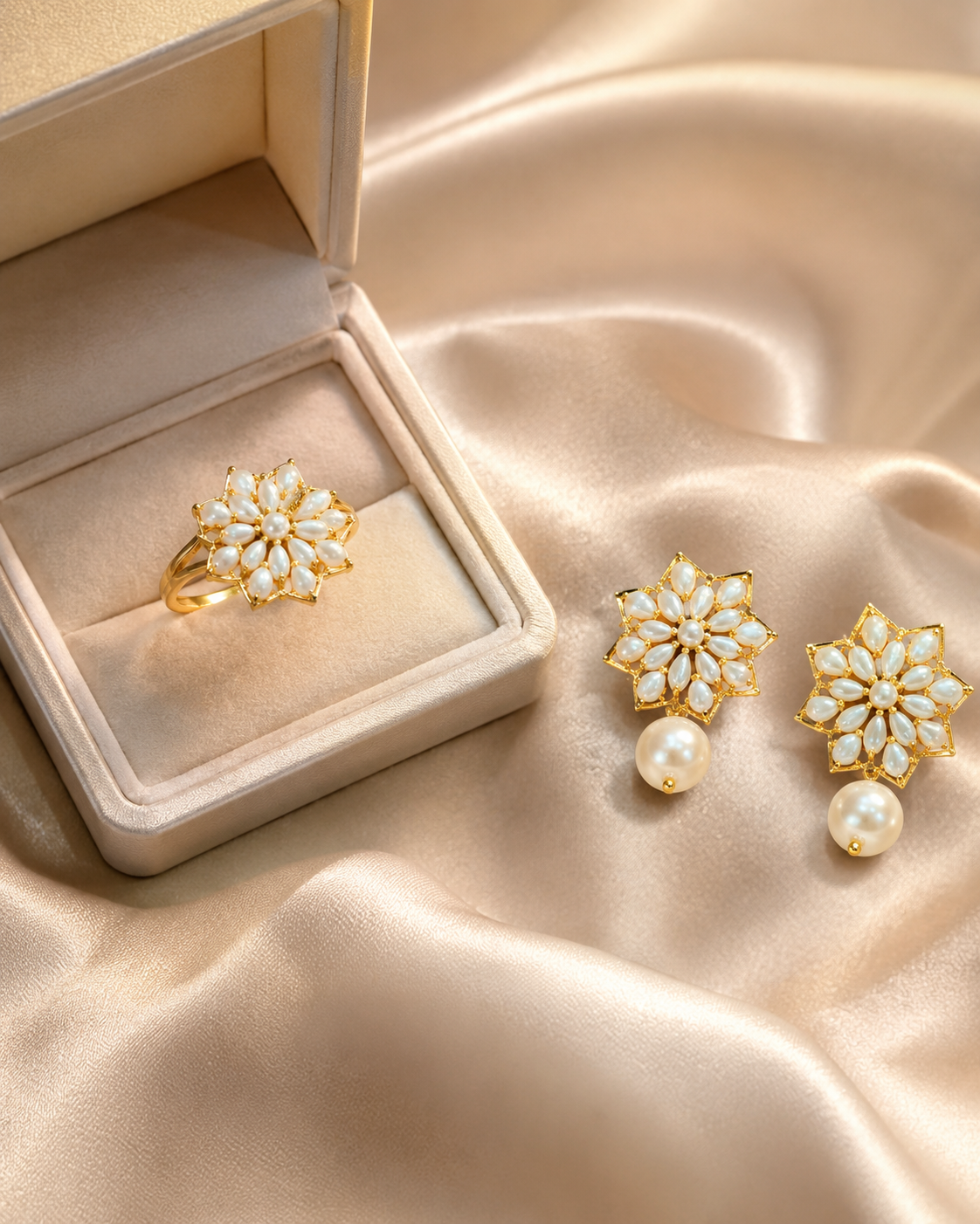 Real Pearls Gold Plated Combo Set – Jewelry Set by Ladybug