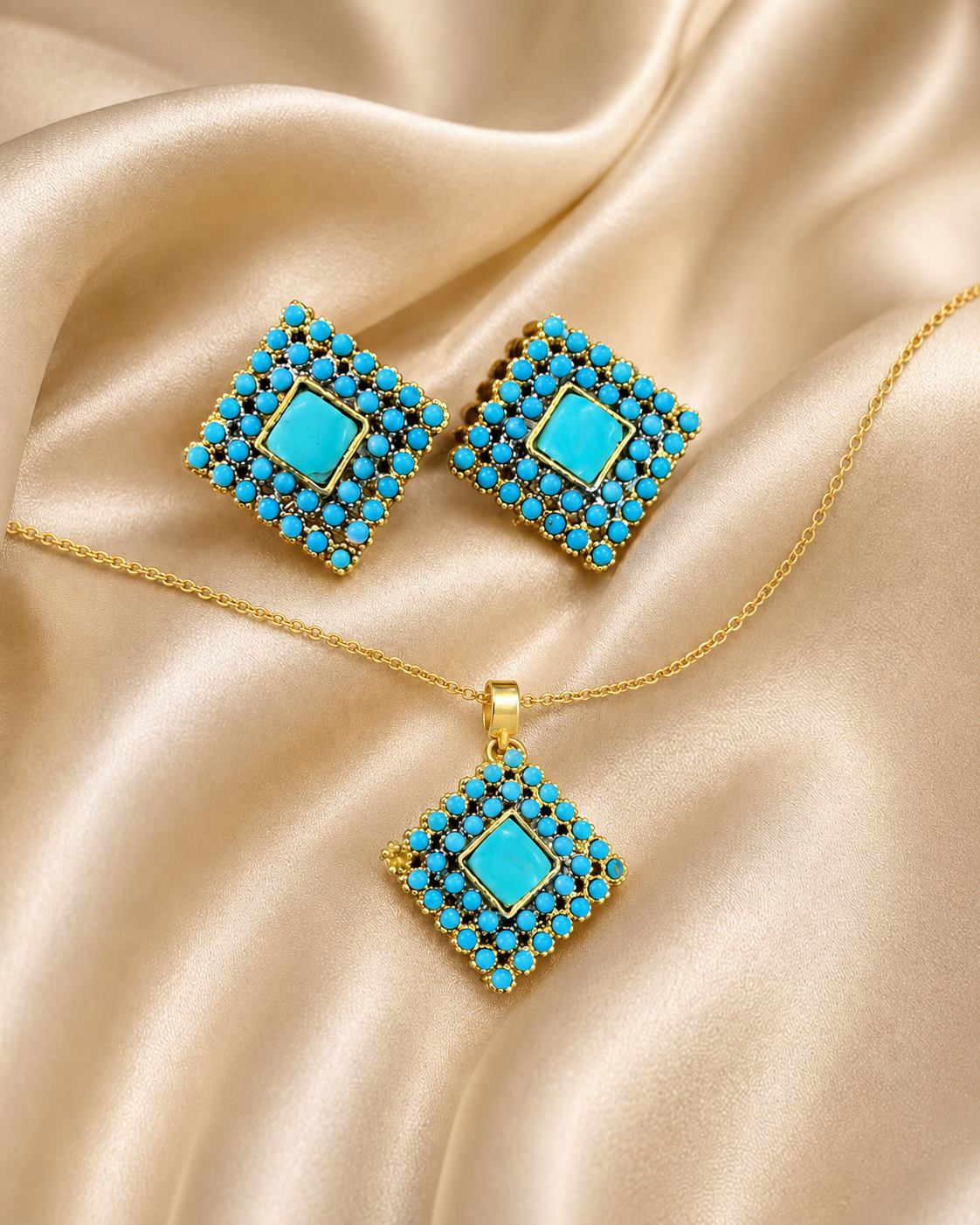 Gold-plated pendent set with Feroza lb 512
