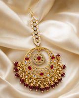 Gold Plated Bindiya Ruby and White Stone
