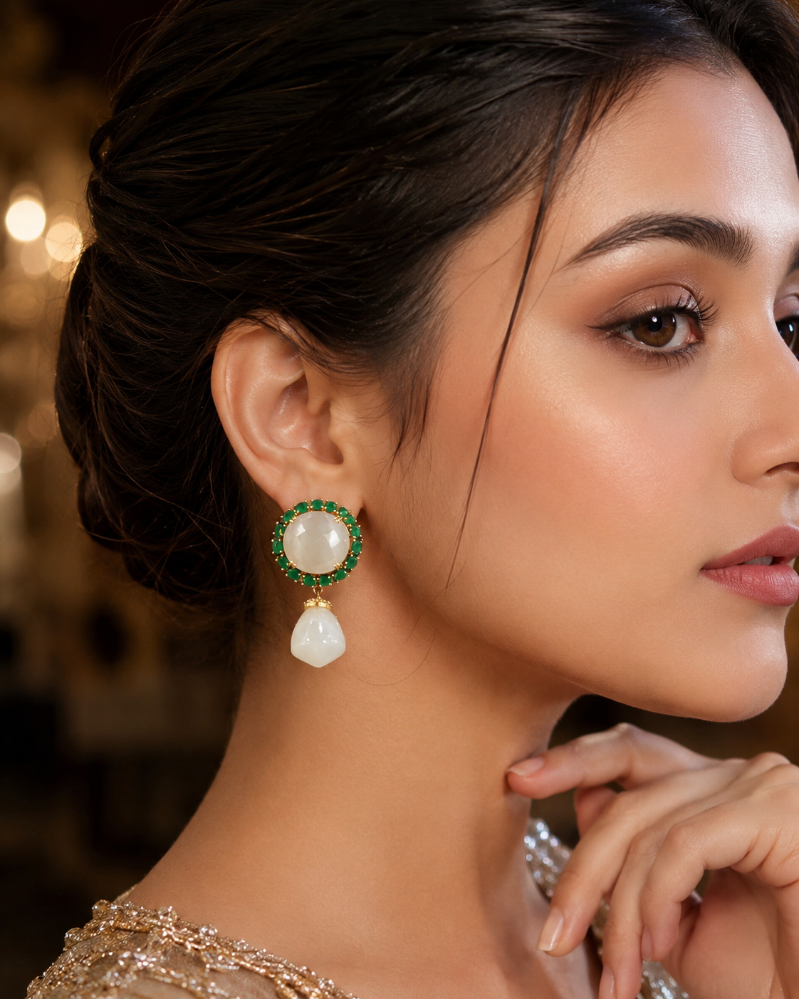 Green Kundan Earrings – Earrings by Ladybug