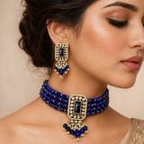 Kundan Choker in Sapphire Color