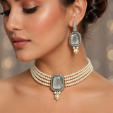 Single Stone Choker Set with Mint Color