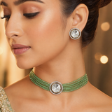 Choker Set Mint color Uncut kundan
