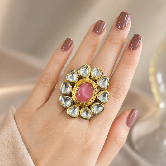 Pink Kundan Ring – Ring by Ladybug