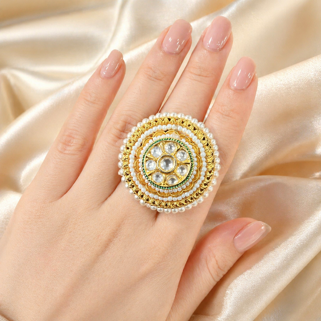 Gold Plated Ring with Emerald and Ruby Stone – Ring by Ladybug (Photo 2)