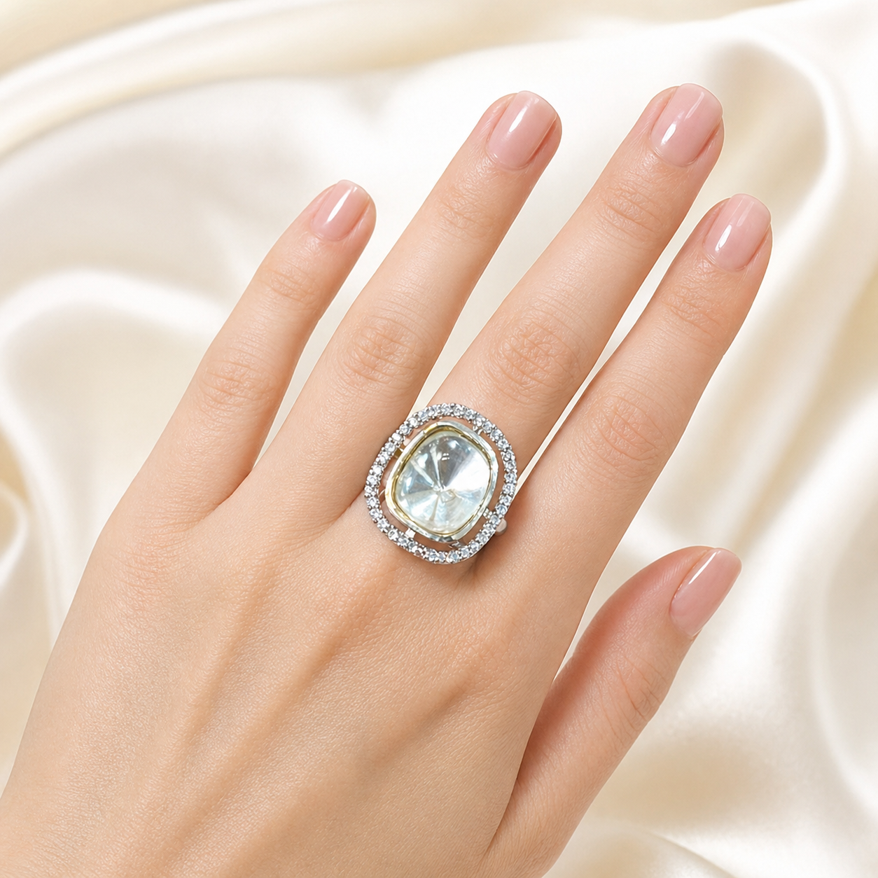 Elegant Kundan Cocktail Ring