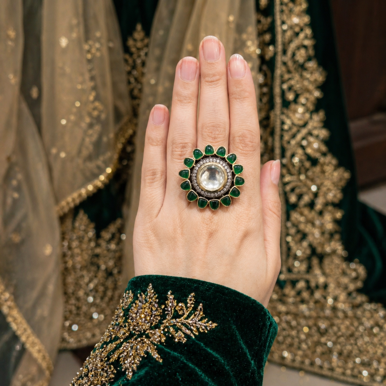 Kundan Rings, back Victorian polish,