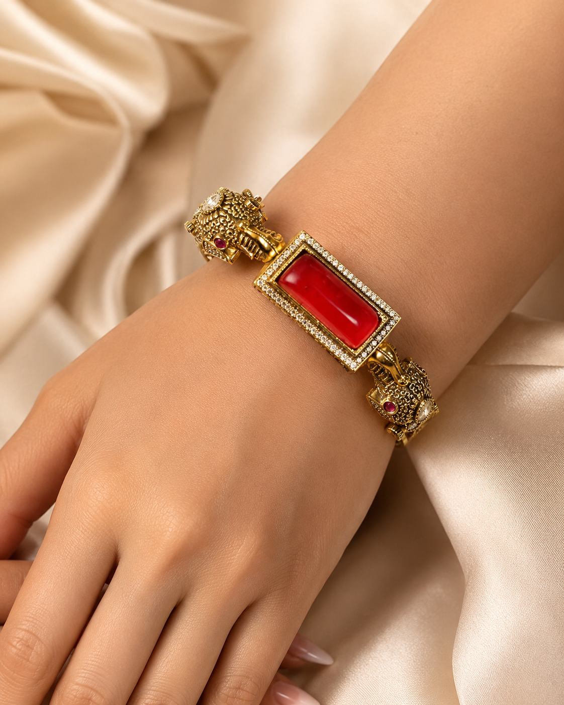 Luxury Gold Plated Elephant Kara – Kara Bangle by Ladybug (Photo 2)
