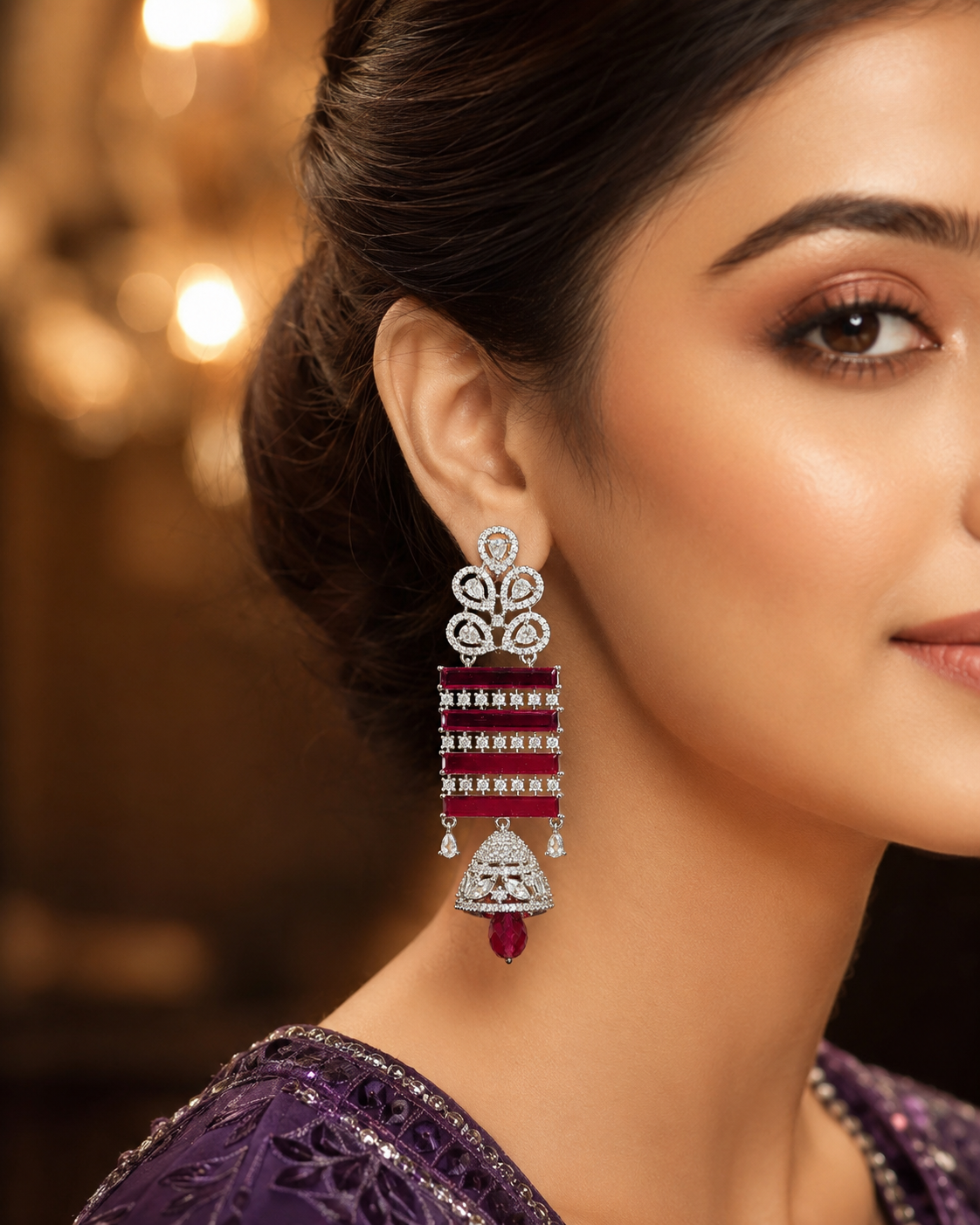 Rhodium-plated earrings with Ad stone