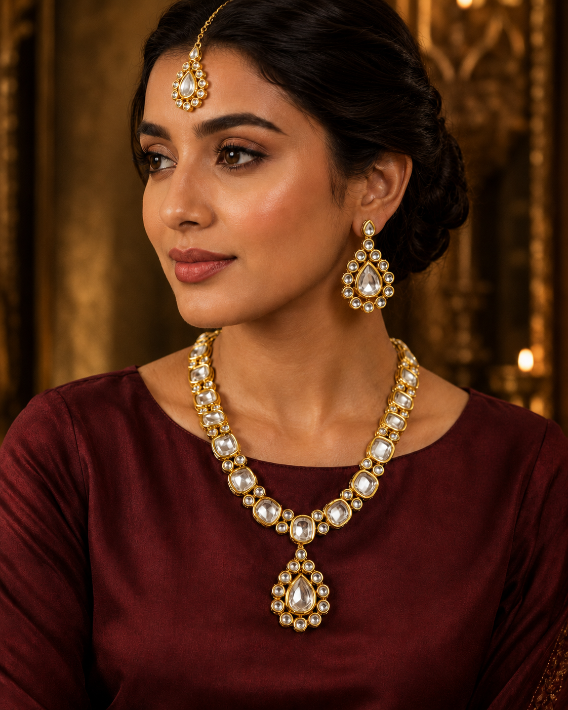 Kundan Bridal Set With Back Meena
