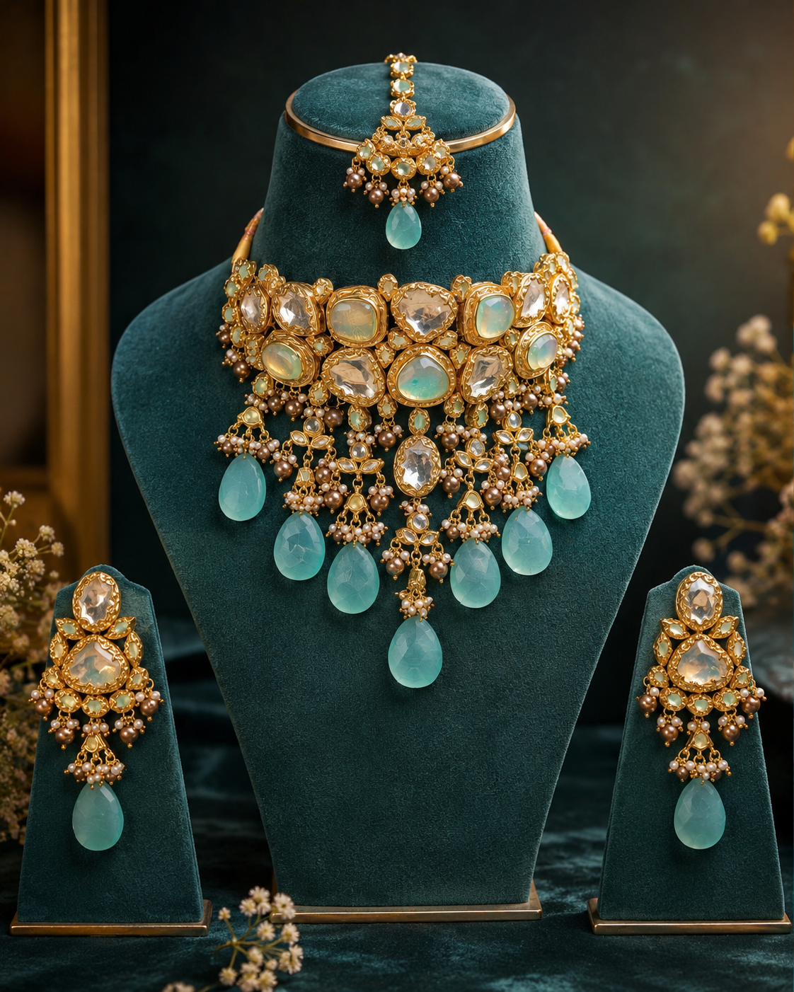 Kundan Jewelry Set – Indian Wear – Jewelry Set by Ladybug (Photo 2)